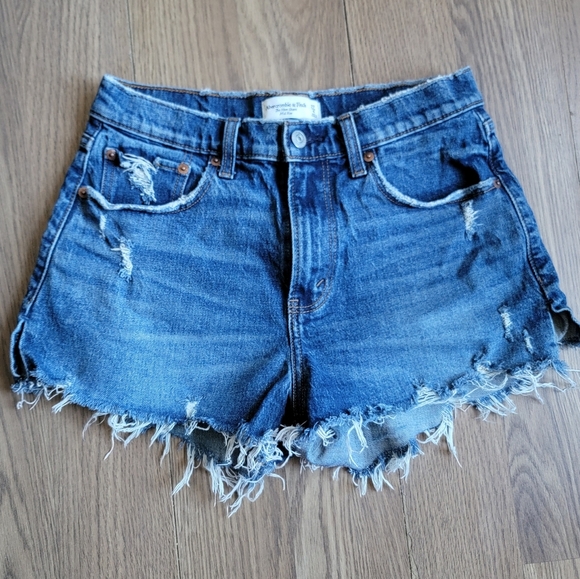 Abercrombie & Fitch Blue Distressed Jean Shorts - Picture 1 of 6